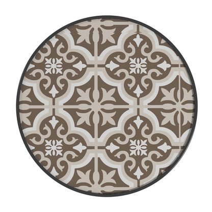 Φ60 Garden Table, with Glass Printed Tabletop - Brown