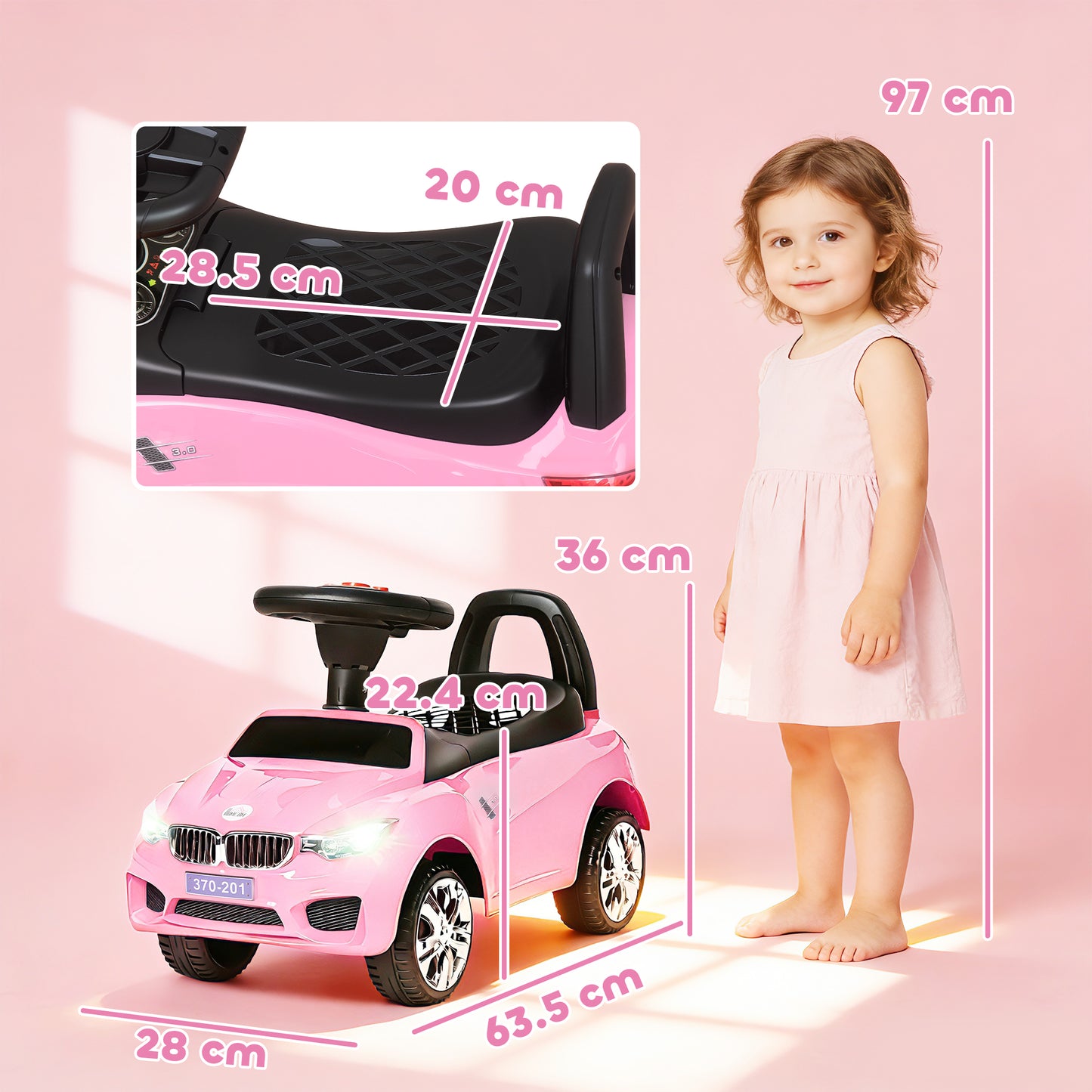 Ride on Car Baby Toddler Walker Foot to Floor Sliding Car Slider, Pink
