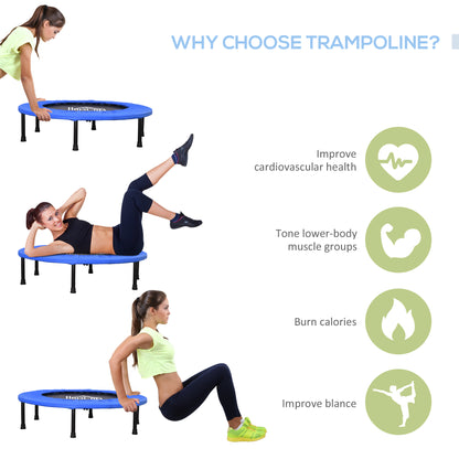 36" Mini Fitness Trampoline Home Gym Yoga Exercise Rebounder Indoor Outdoor Jumper with Safety Pad, Support Up to 100 KG