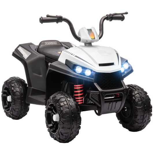 12V Kids Electric Quad Bike w/ Spring Suspension System, Forward, Backward, LED Light, Music, MP3, White
