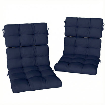 2-Piece Seat Cushion Replacement with Backrest, Garden Patio Chair Cushions Set with Ties, Dark Blue