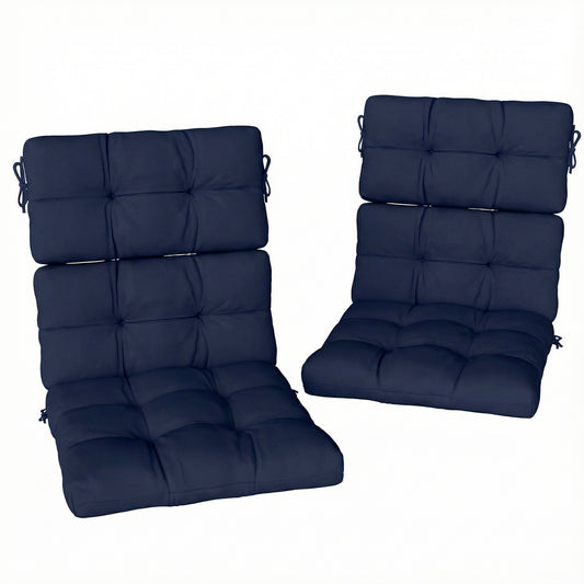 2-Piece Seat Cushion Replacement with Backrest, Garden Patio Chair Cushions Set with Ties, Dark Blue