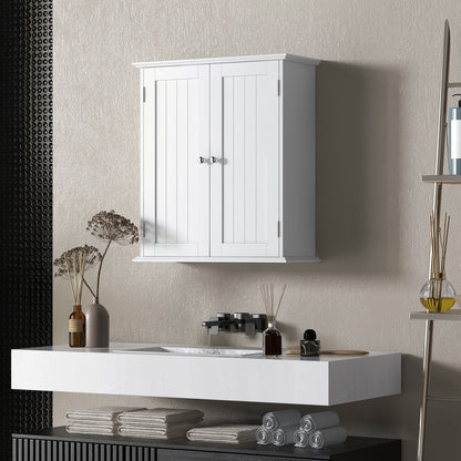 Bathroom Wall Cabinet, 3-Tier Wall-Mounted Bathroom Storage Cabinet with Adjustable Shelf, White