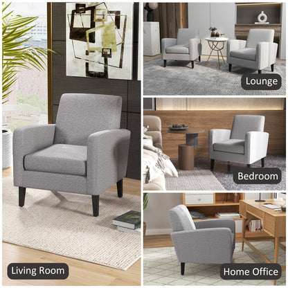 Linen-Look Boxy Armchair - Light Grey