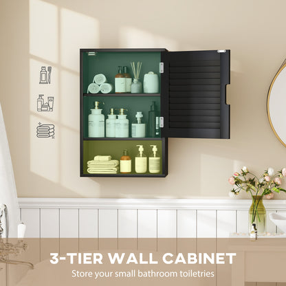Bathroom Cabinet, Wall Mounted Storage Cabinet with Adjustable Shelves, 40 x 20 x 60 cm, Black