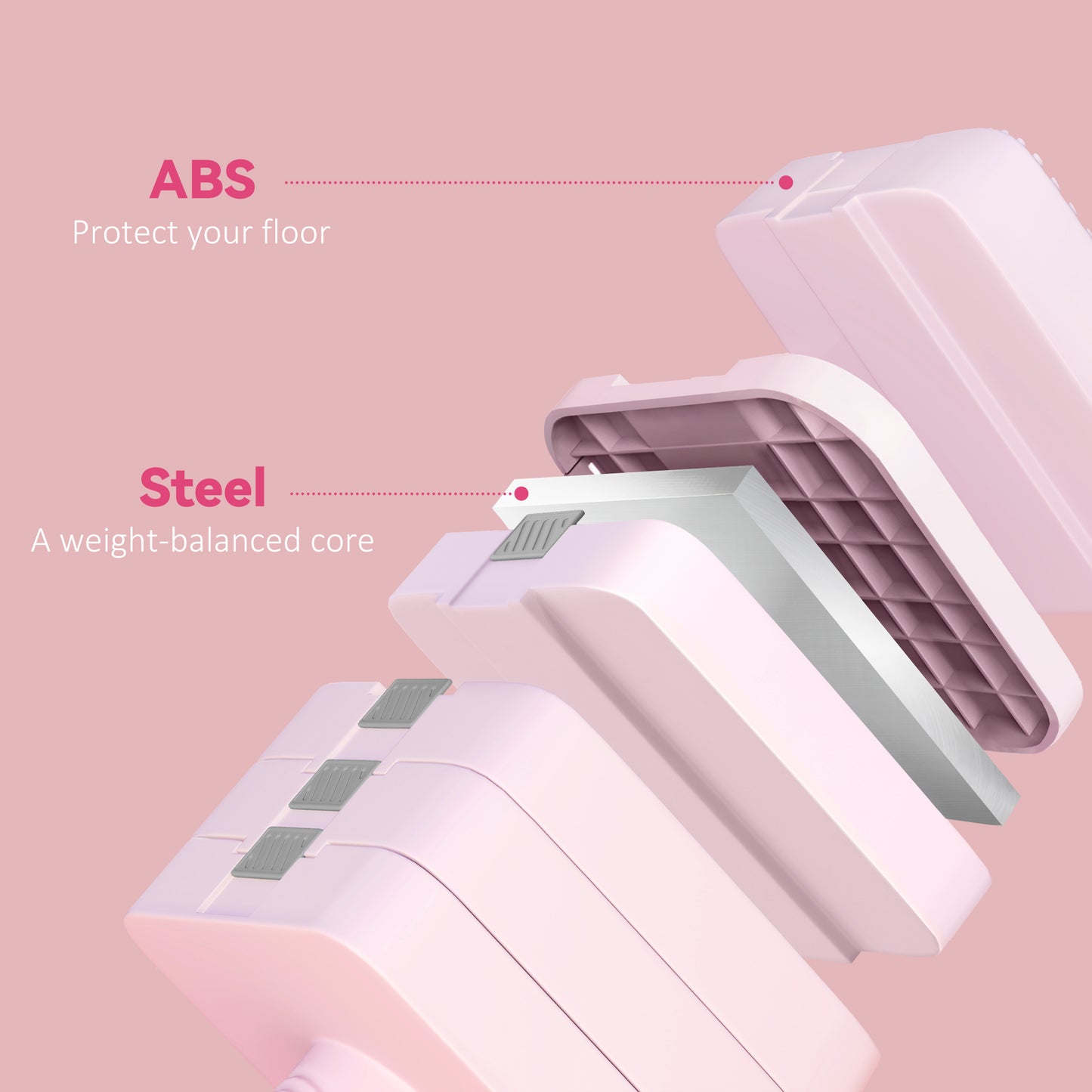 Adjustable Dumbbell Set of 2, Each 1/2/3/4/5 kg Weight, 5-in-1 Weights Dumbbells Set with Non-Slip Handle, Pink