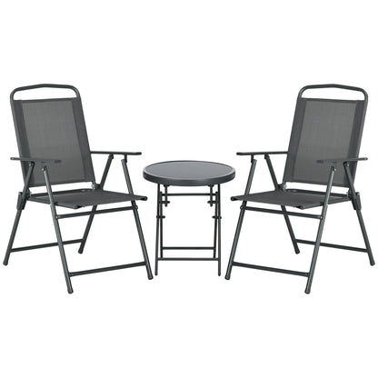 Three-Piece Garden Seat Set, with Glass-Top Table - Dark Grey