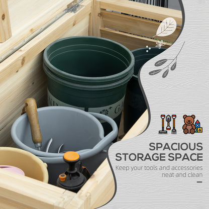 155L Outdoor Storage Box with Metal Top and Shutter Walls, Wooden Outside Tool organiser Container, for Garden, terrace