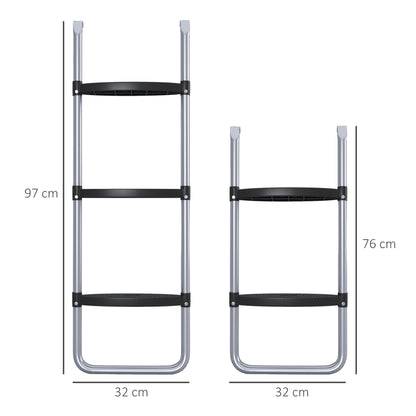 Galvanised Steel Trampoline Ladder, 2 Steps/3 Steps Outdoor Trampoline Accessories for 6ft, 8ft, 10ft, 12ft, 13ft, 14ft