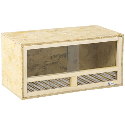 Reptile Terrarium Vivarium Habitat w/ Transparent Sliding Doors, Breathable Mesh, for Lizards, Horned Frogs