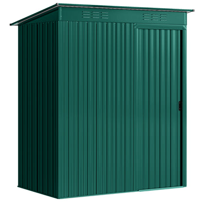 5 x 3.5ft Metal Garden Storage Shed with Effortless Assembly and 2 Pairs of Gloves, Waterproof Outdoor Shed, Green