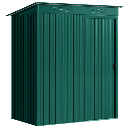 5 x 3.5ft Metal Garden Storage Shed with Effortless Assembly and 2 Pairs of Gloves, Waterproof Outdoor Shed, Green