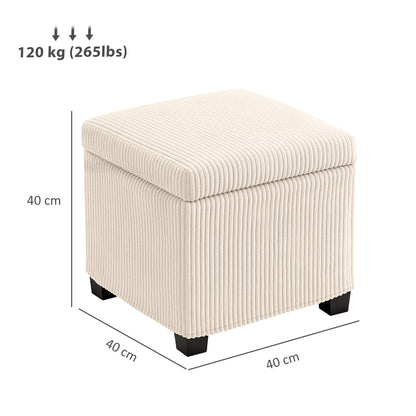 Storage Ottoman Bench, Corduroy Storage Chest Box with Wooden Legs, 40cm Bed End Bench for Living Room, Bedroom, Entryway
