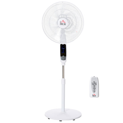 16'' Pedestal Stand Fan, 3 Speed 3 Mode, 85° Oscillation, LED Panel, 3M Remote Controller, Height Adjustable for Living Room
