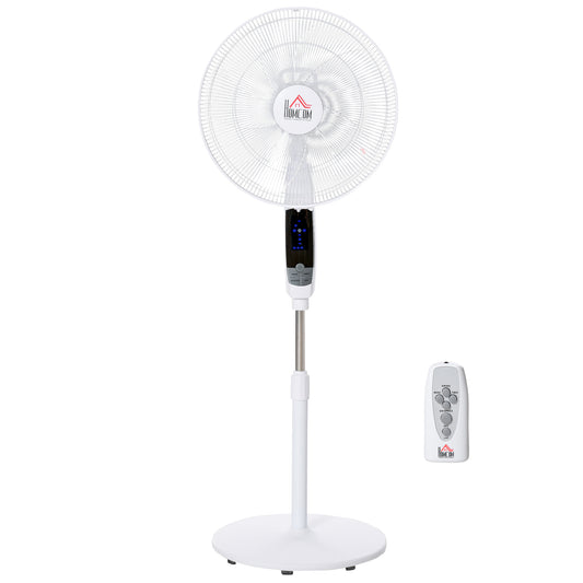 16'' Pedestal Stand Fan, 3 Speed 3 Mode, 85° Oscillation, LED Panel, 3M Remote Controller, Height Adjustable for Living Room