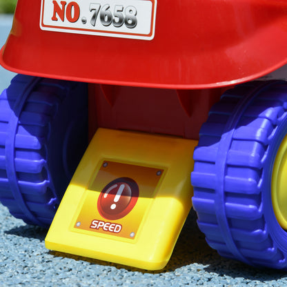 Ride On Fire Truck Foot to Floor Design with Under Seat Storage, Steering Wheel, Music, Light, for 1.5-3 Years, Red