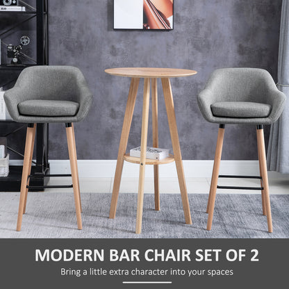 Set of 2 Bar Stools Modern Upholstered Seat Bar Chairs w/ Metal Frame