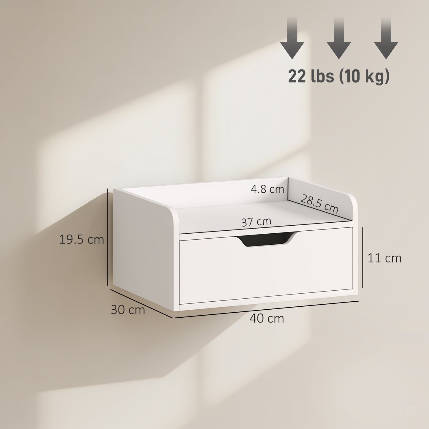 Floating Nightstands Set of 2, Wall Mounted Bedside Table with Drawer for Bedroom, White