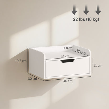 Floating Nightstands Set of 2, Wall Mounted Bedside Table with Drawer for Bedroom, White