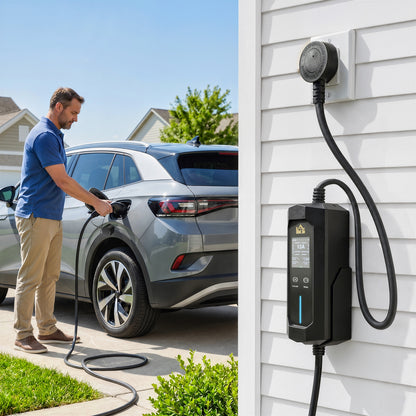EV Charger Type 2 to 3 Pin Plug, 10 m, 2.8 kW, 6-13 A, Electric Car Charger Type 2 Charging Cable w/ 1-12 h Time Delay