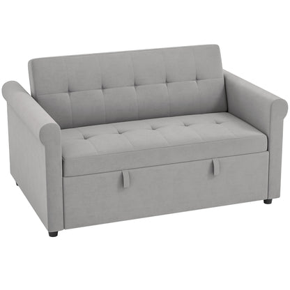 Two-Seater Velvet-Feel Sofa Bed - Grey