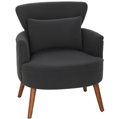 Corduroy Retro Accent Chair - Black