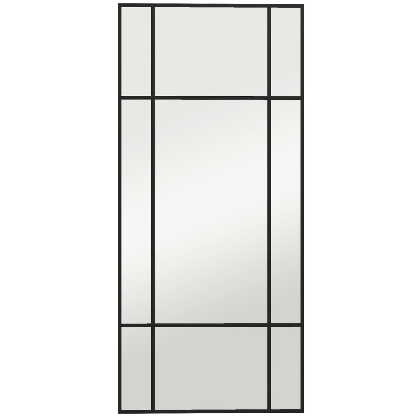 Decorative Grid Wall Mirror, with Back Hooks - Black