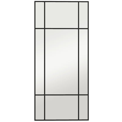 Decorative Grid Wall Mirror, with Back Hooks - Black