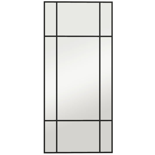 Decorative Grid Wall Mirror, with Back Hooks - Black