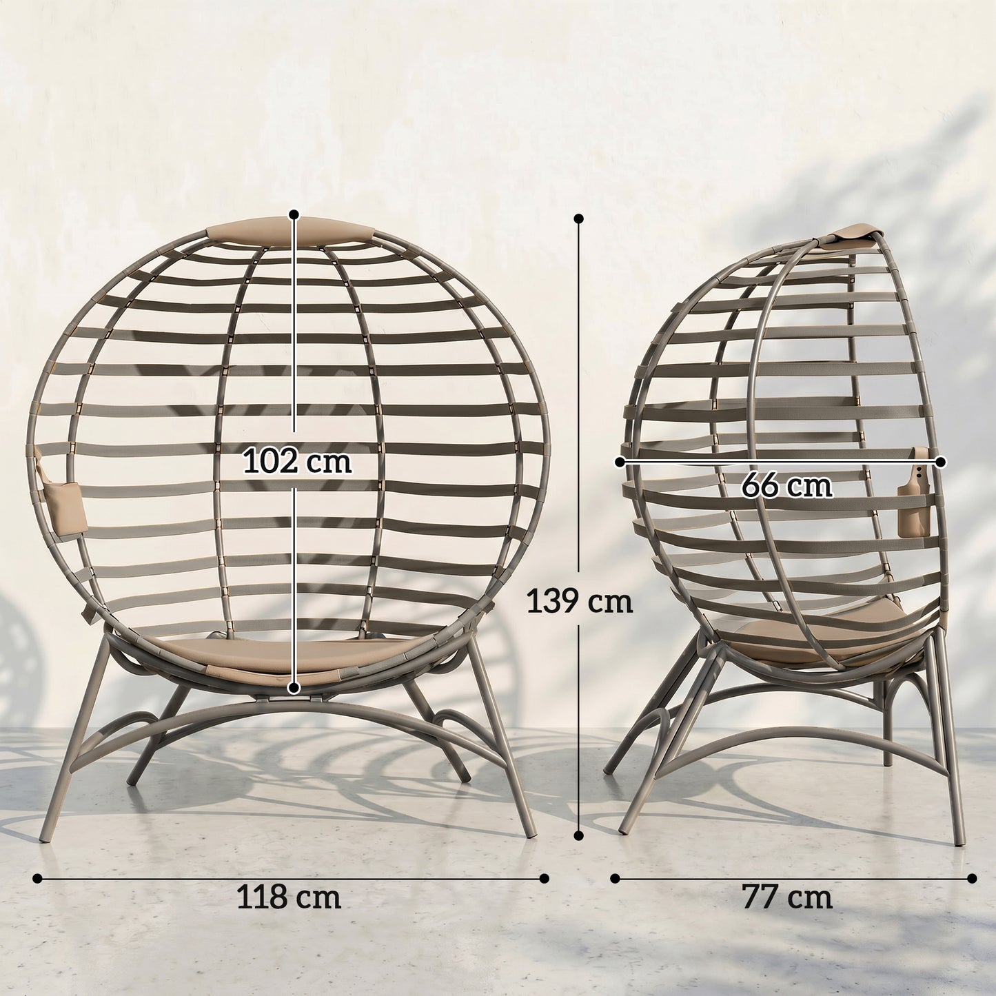 Egg Chair with Cushion & Side Pocket - Sand