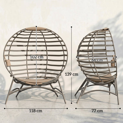Egg Chair with Cushion & Side Pocket - Sand
