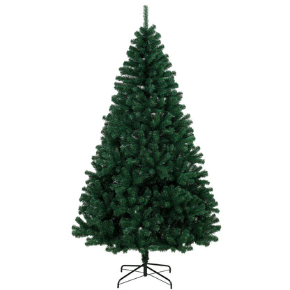 7ft Artificial Christmas Tree, Fir Hinged Xmas Tree with 1100 Branch Tips, Foldable Steel Stand, Green