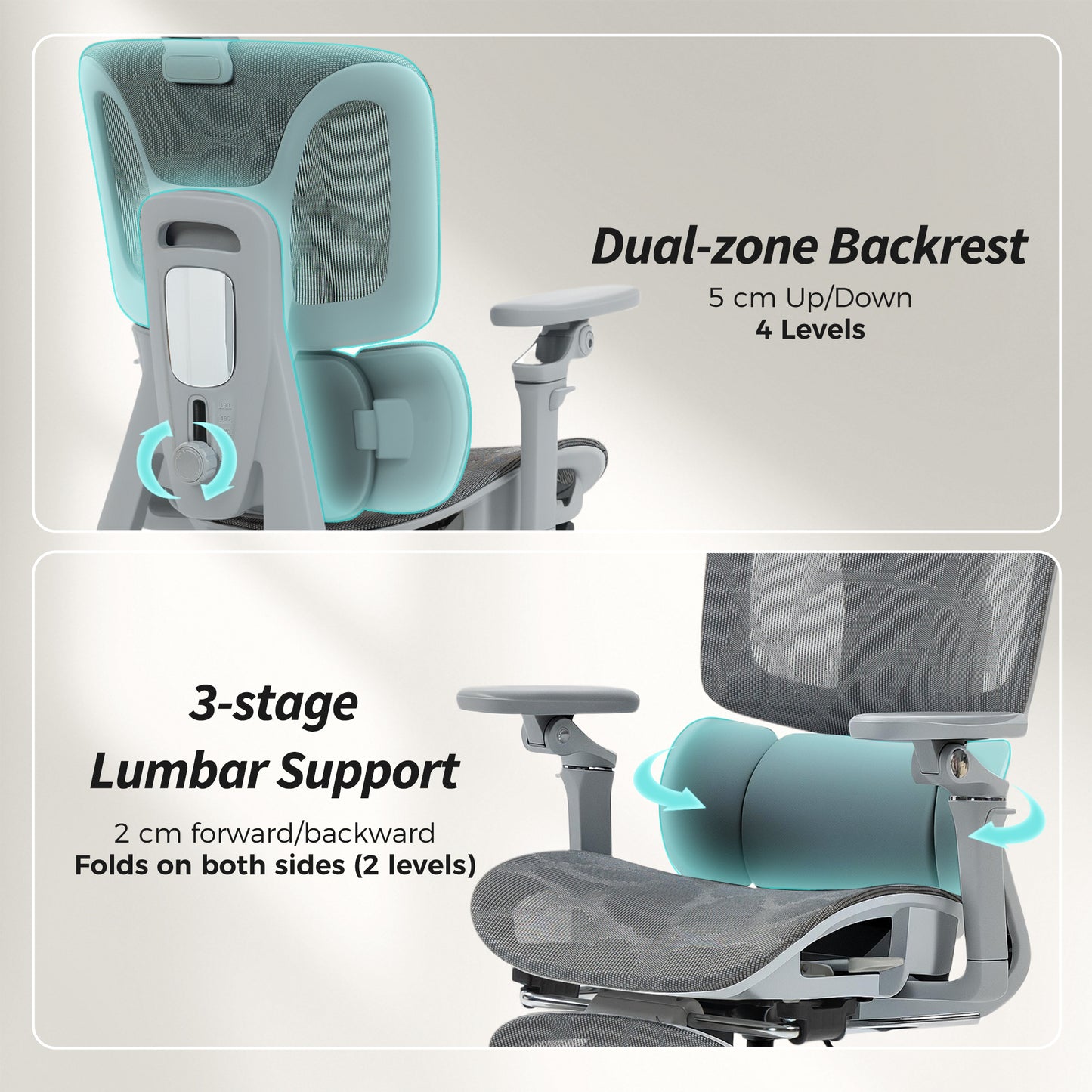 Ergonomic Office Chair, High Back Mesh Desk Chair, Grey