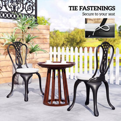 Outdoor Bistro Chair Cushions Set of 4 with Removable Cover, 41 x 41 x 5 cm Round Seat Cushions with Ties, White