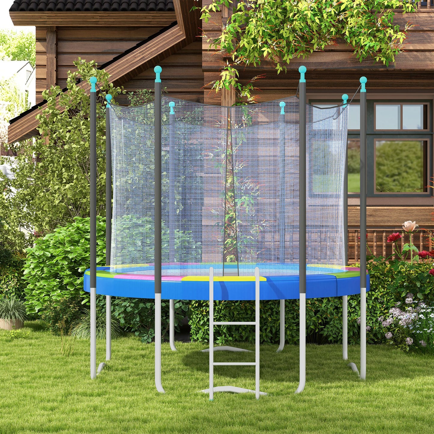 12FT Trampoline Spring Cover, Plastic Trampoline Pad Replacement with Elastic Cord, Waterproof