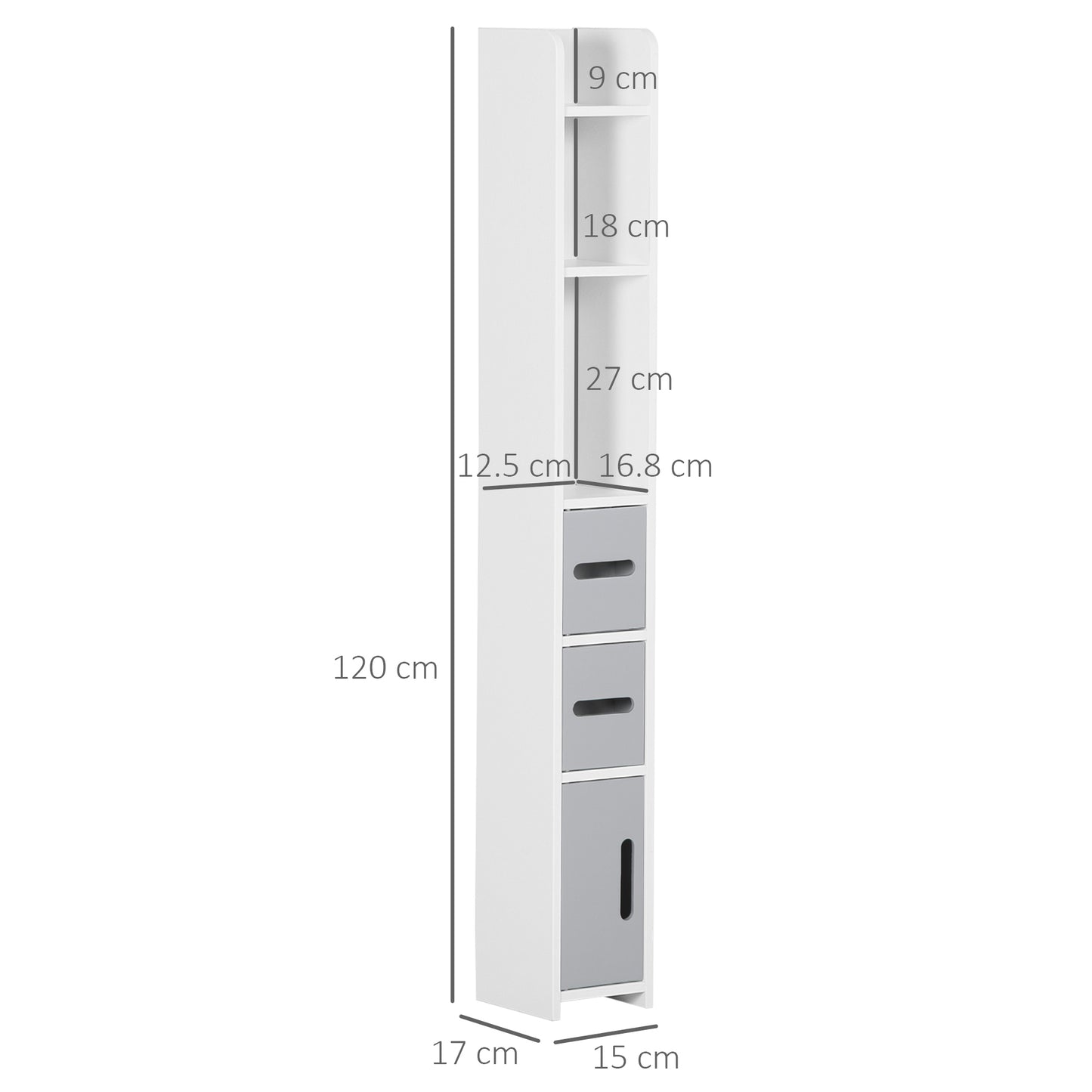 Modern Bathroom Storage Cabinet, Freestanding Tall Bathroom Cabinet with Open Shelves and 3 Cupboards with Door