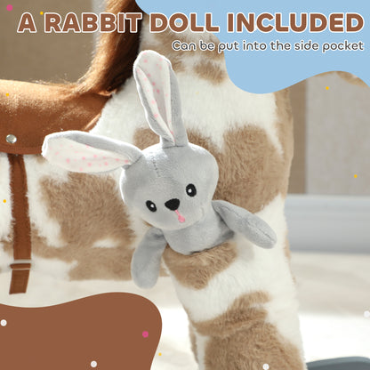 Baby Rocking Horse, Plush Animal Rocker with Realistic Sound and Toy, Rocking Toy Chair for Kids Aged 2-5, Brown