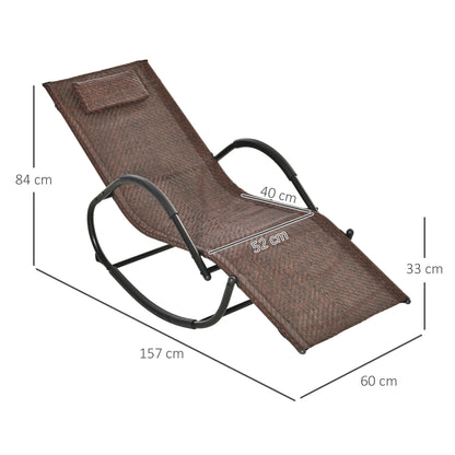 Zero Gravity Rocking Lounge Chair Rattan Effect Patio Rocking Chair w/ Removable Pillow Recliner Seat Breathable Texteline