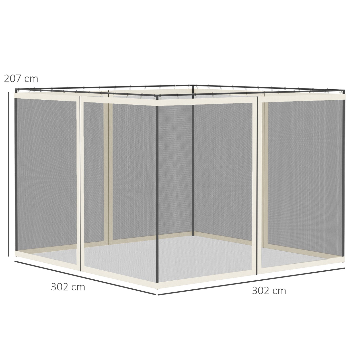 302 x 207cm Universal Replacement Mesh Sidewall Netting for Gazebos and Canopy Tents, (Sidewall Only) White