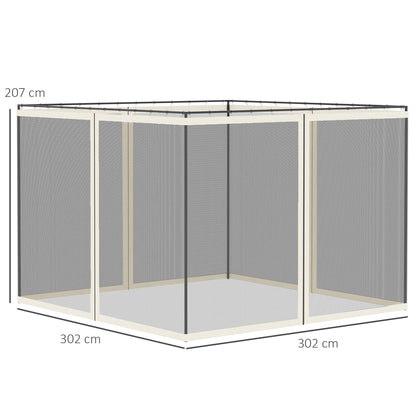 302 x 207cm Universal Replacement Mesh Sidewall Netting for Gazebos and Canopy Tents, (Sidewall Only) White