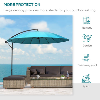 3(m) Cantilever Umbrella 18 Ribs & Vents Adjustable Angle for Patio Green
