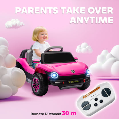 Volkswagen Licensed Kids Electric Car with Remote Control for Ages 3-6 Years, Pink