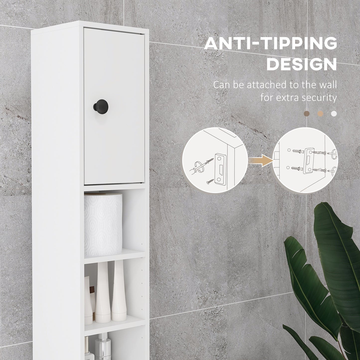 180cm Slim Bathroom Cabinet with 9-layered Independent Storage for Family-friendly Storage - White