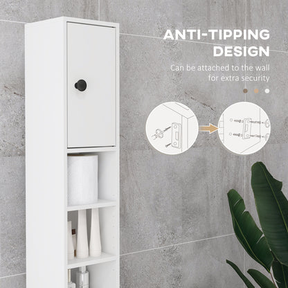 180cm Slim Bathroom Cabinet with 9-layered Independent Storage for Family-friendly Storage - White