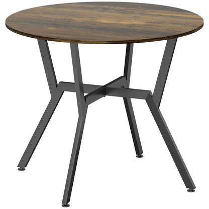 Dining Table, Round Kitchen Table with Black Legs, Anti-slip Foot Pads for Living Room, Dining Room 90 x 76 cm, Rustic Brown