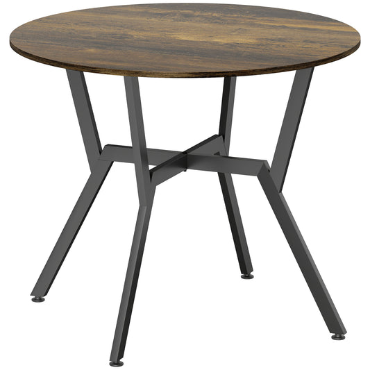 Dining Table, Round Kitchen Table with Black Legs, Anti-slip Foot Pads for Living Room, Dining Room 90 x 76 cm, Rustic Brown