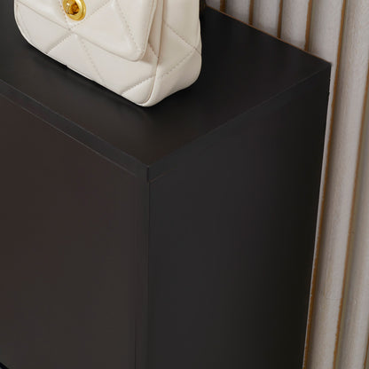 2 Drawer Shoe Cabinet, Narrow Shoe Storage Cabinet with Flip Doors and Adjustable Shelves
