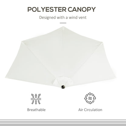 2.7m Garden Half Parasol, Outdoor Balcony Umbrella with 5 Steel Ribs, Patio Sun Shade, Cream White