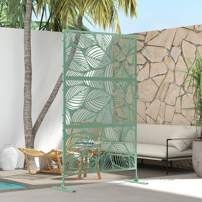 Metal Decorative Privacy Screen Outdoor Divider, Green Leaf