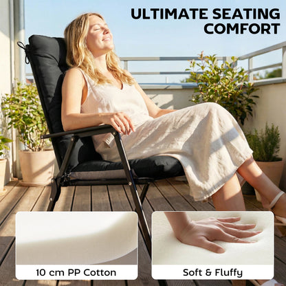 Patio Chair Cushions Set of 4, Waterproof Non-Slip Lounge Chair Cushions, 112x53cm, Black